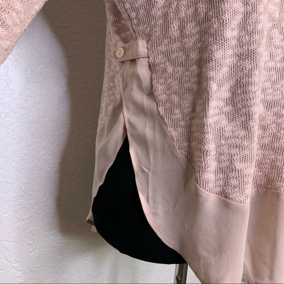 Anthropologie Deletta light pink burnout ruffle bottom top size Small - Picture 6 of 15